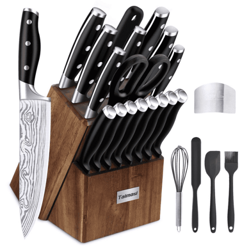 23 Pcs Kitchen Knife Set with Block, High Carbon Stainless Steel Chef Knife Set, Ultra Sharp, Full-Tang Design 23 Pcs Kitchen Knife Set with Block, High Carbon Stainless Steel Chef Knife Set, Ultra Sharp, Full-Tang Design